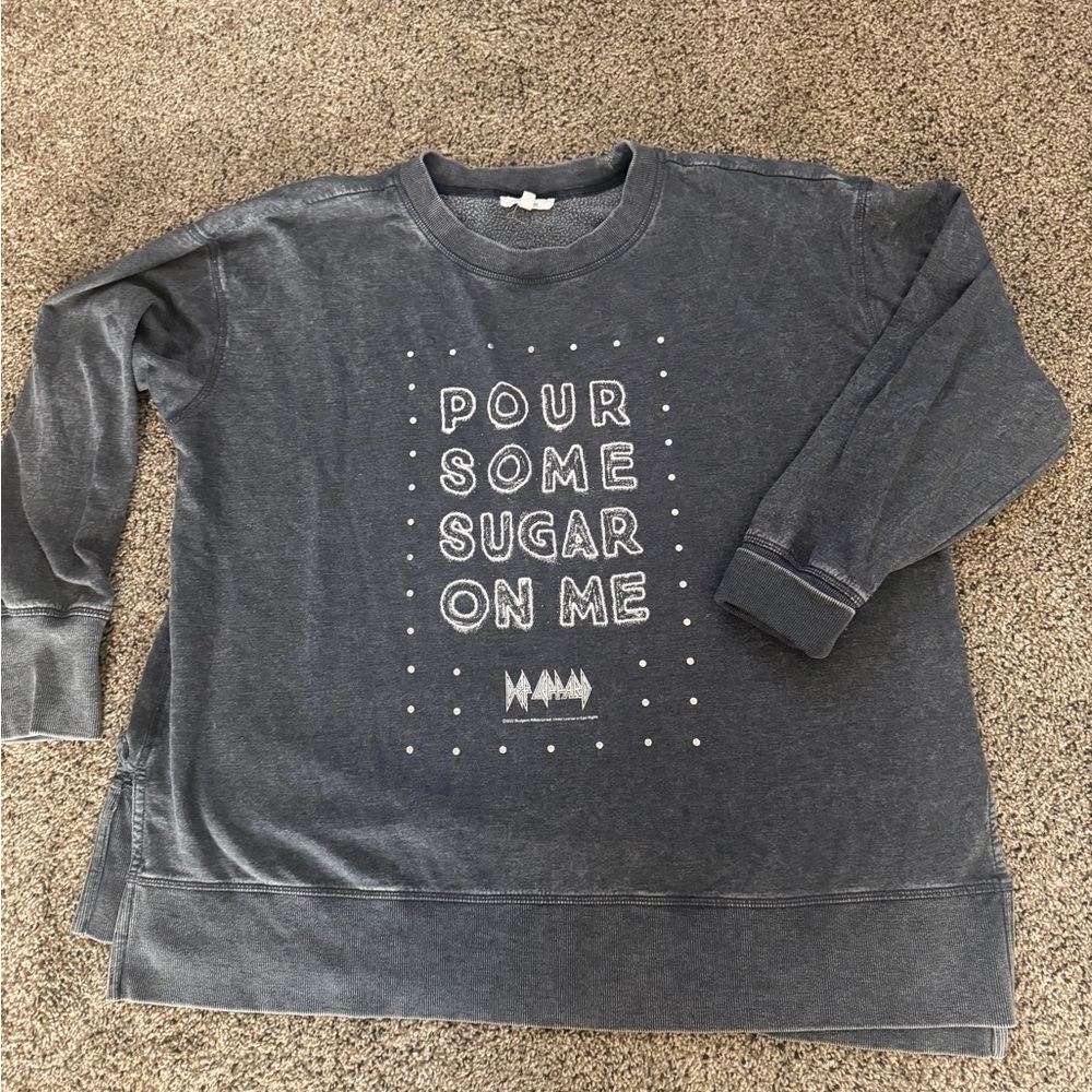 Maurices Deff Leppard woman’s Charcoal Graphic Crewneck Sweater